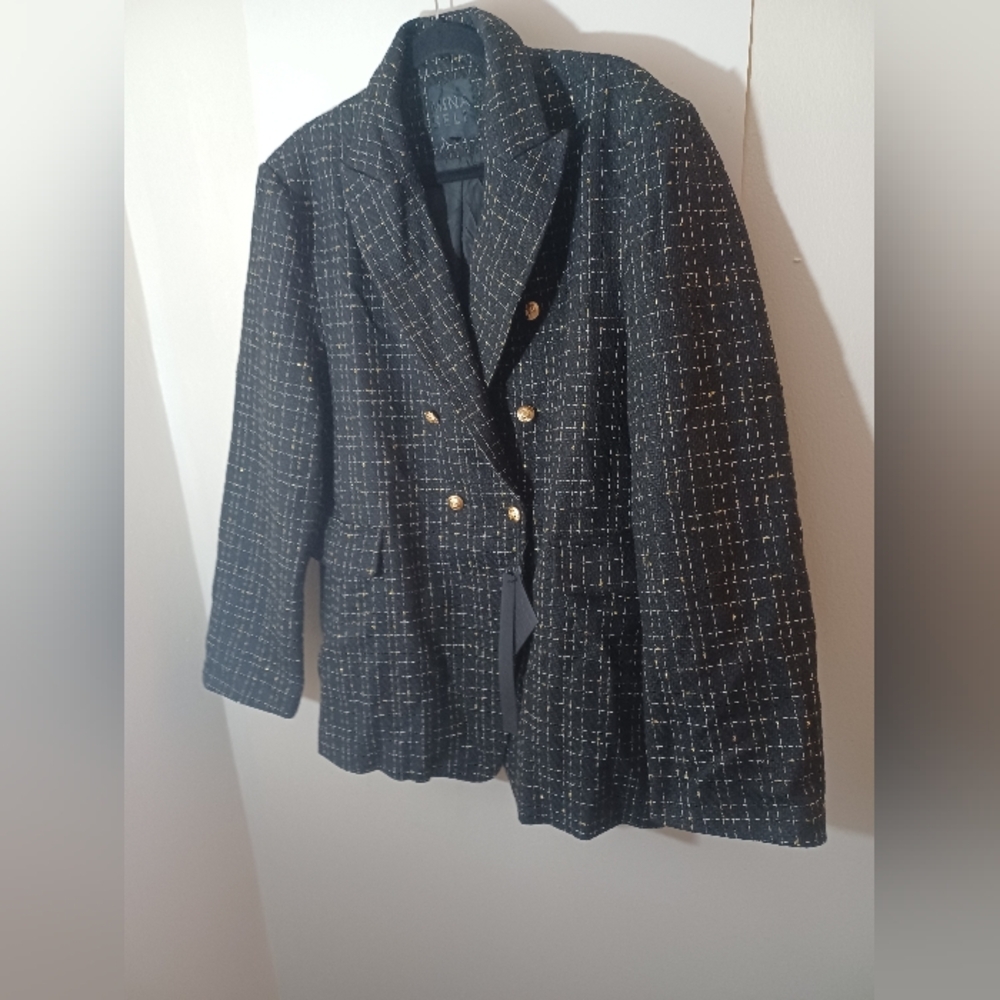 Minaself Womens Brand New Black Tweed Blazer New With Tags 3XL